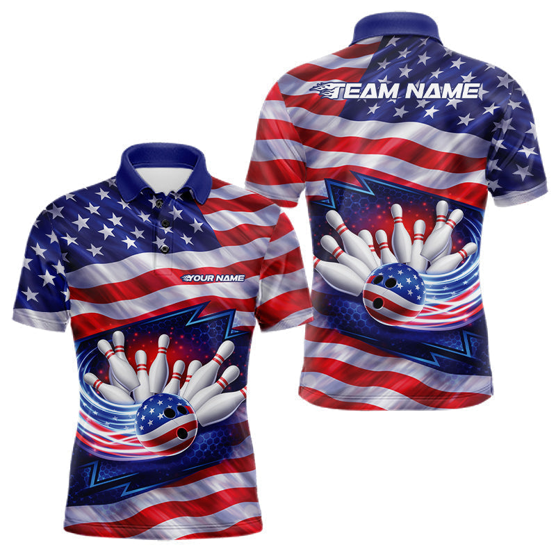 Blisscorners Custom Patriotic US Flag Bowling Team Shirts, 4Th Of July Bowling League Shirt Freedom Bowling Jerseys LM1501
