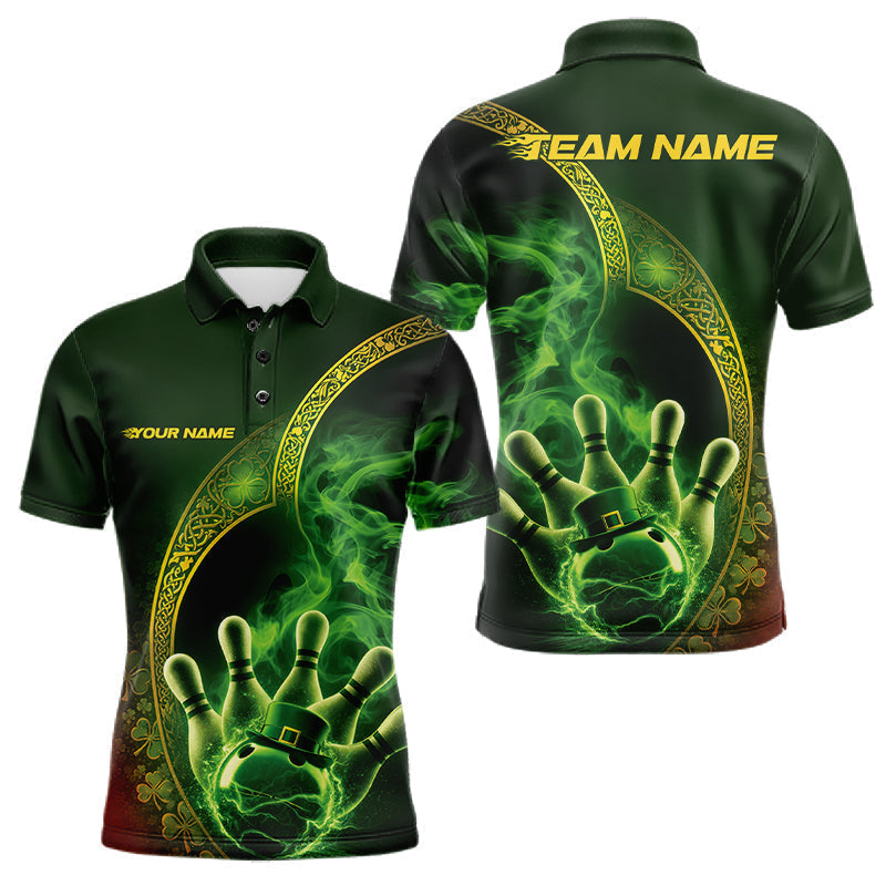 Blisscorners Custom Green And Gold Celtic St Patricks Day Bowling Team Shirt, Green Smoke Shamrock Bowling Outfit 1 LM1501