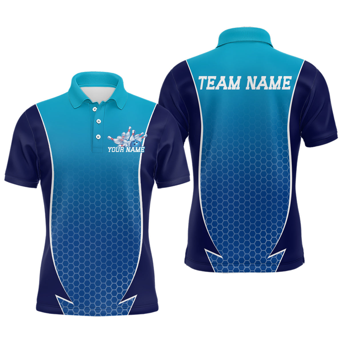 Maxxcorners Custom Blue Bowling Team Polo Shirts For Men, Blue Bowling Jerseys Team Uniform MT0307