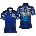 Blisscorners Custom Blue Bowling Tournament Bowling Polo Shirts For Men With Team Name