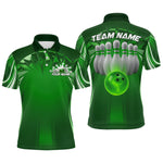 Blisscorners Custom Green Bowling Tournament Bowling Polo Shirts For Men With Team Name