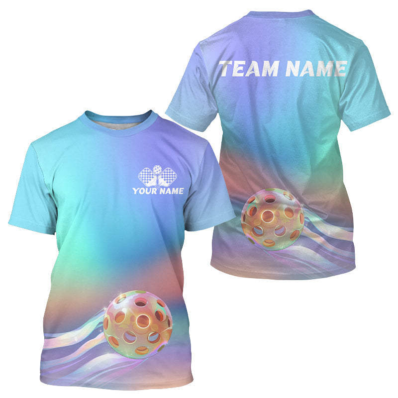 Blisscorners Custom Holographic Gradient Pickleball Polo Shirts For Men, Pickleball Tournament Shirt LM1307