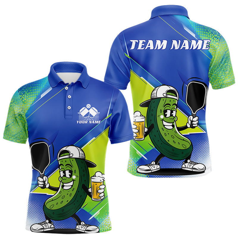 Blisscorners Custom Funny Pickleball Polo Shirts For Men, Cool Pickles Playing Pickleball Humorous Shirt LM1307