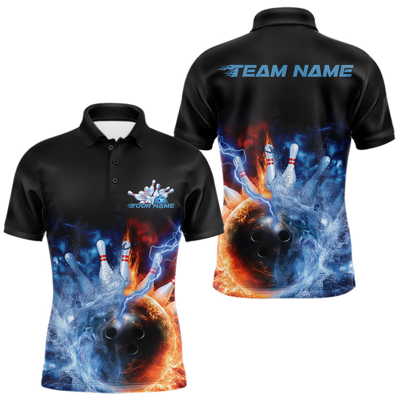 Blisscorners Custom Water And Fire Bowling Team Polo Shirts For Men, Thunder Lightning Bowling Uniform MT1007