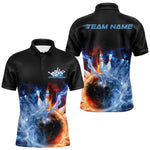 Blisscorners Custom Water And Fire Bowling Team Polo Shirts For Men, Thunder Lightning Bowling Uniform MT1007