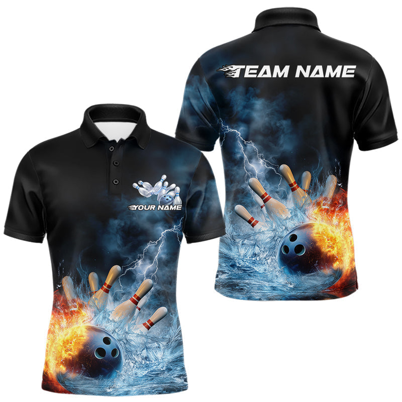 Blisscorners Custom Water And Fire Bowling Team Polo Shirts Men, Thunder Lightning Bowling Uniform MT1007