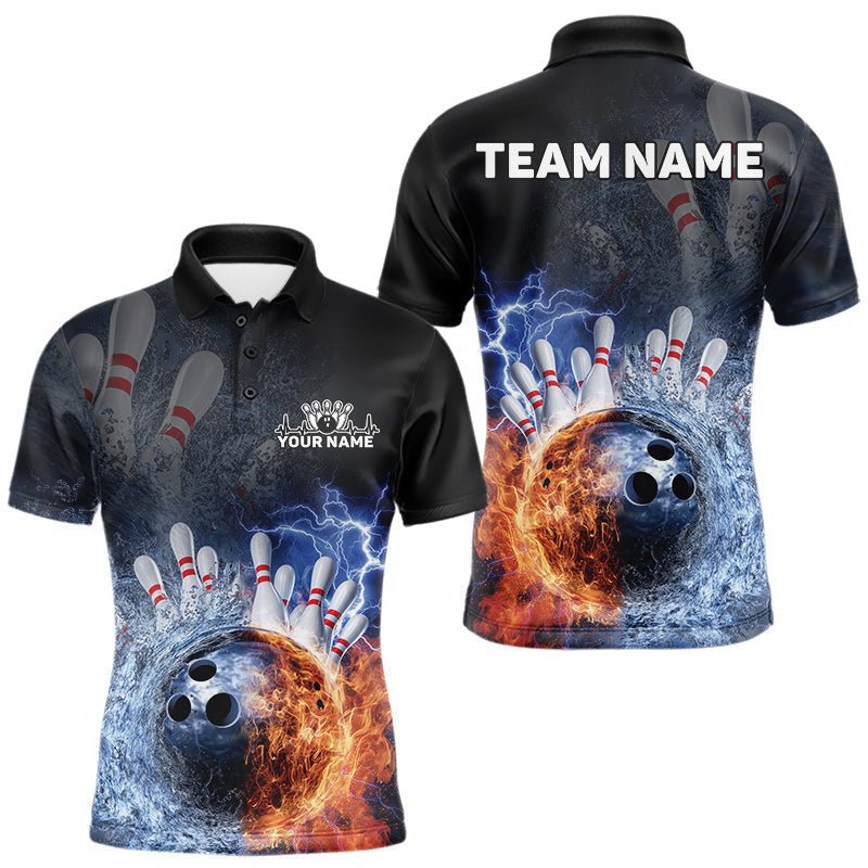 Blisscorners Custom Lightning, Fire And Water Splash Energy Burst Bowling Team Polo Shirts For Men MT1007