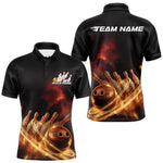 Blisscorners Custom Golden Glowing Effect Light Trails Bowling Team Polo Shirts For Men, Bowling Jersey MT1007