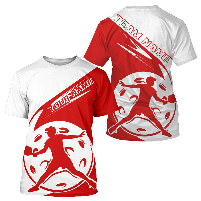 Blisscorners Custom White And Red Pickleball Jersey, Pickleballer Pickleball Player Polo Shirt For Men LM2206