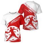 Blisscorners Custom White And Red Pickleball Jersey, Pickleballer Pickleball Player Polo Shirt For Men LM2206