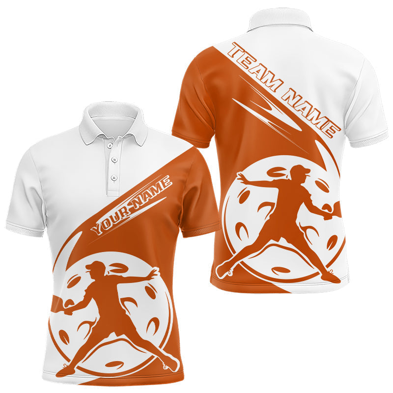 Blisscorners Custom White And Orange Pickleball Jersey, Pickleballer Pickleball Player Polo Men Shirt LM2206