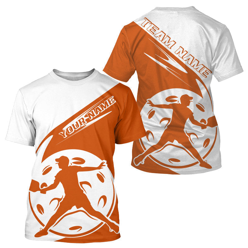 Blisscorners Custom White And Orange Pickleball Jersey, Pickleballer Pickleball Player Polo Men Shirt LM2206