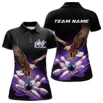Blisscorners Custom Purple Flame Eagle Bowling Team Polo Shirts For Men, Bowling Tournament Shirt MT2306