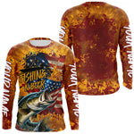 Blisscorners Custom US Flag Patriotic Largemouth Bass Fishing N Beer Long Sleeve Camo Fishing Shirts LM0607