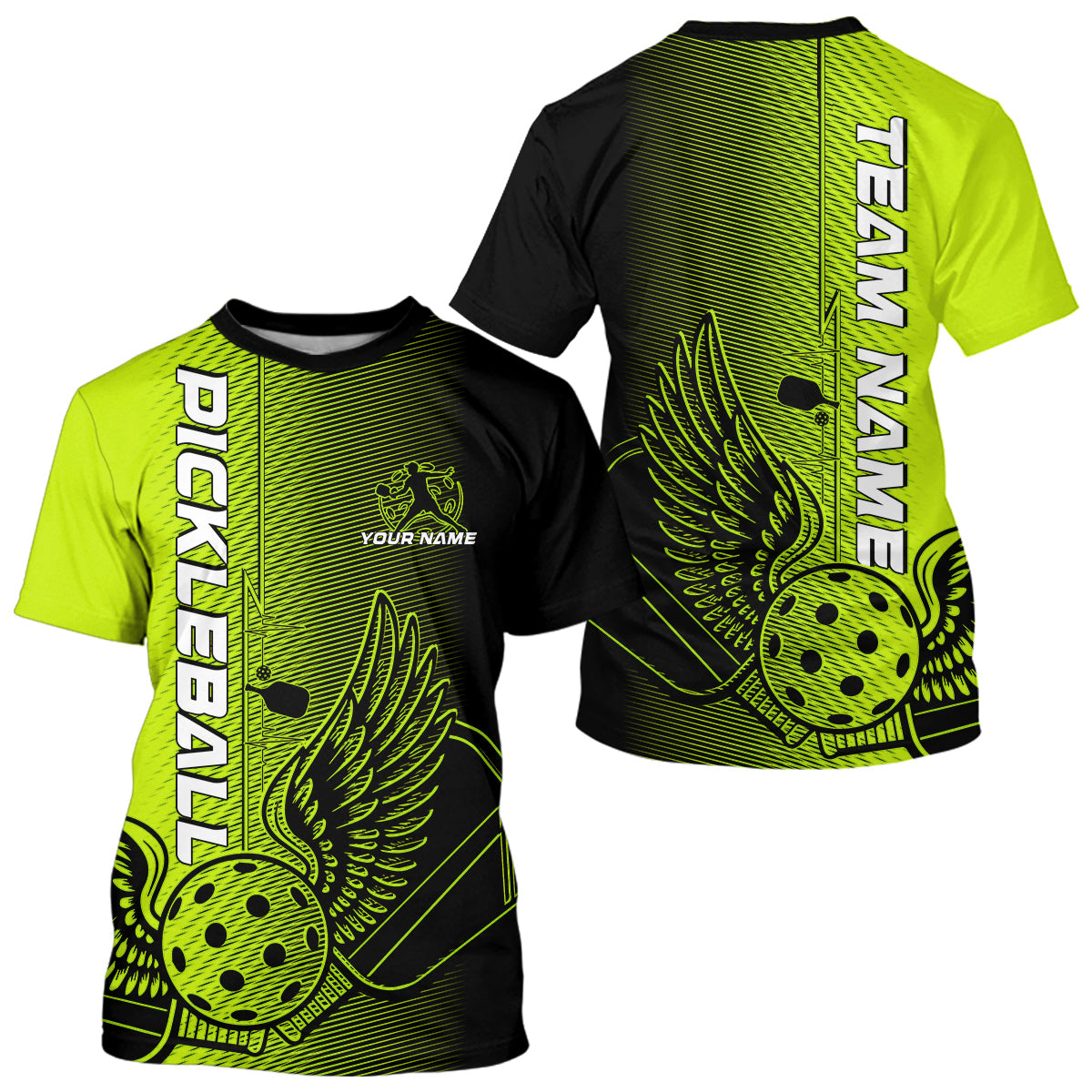 Blisscorners Custom Green Pickleball Wings Jerseys Outdoor Pickleball Polo Team Shirts For Men LM2206