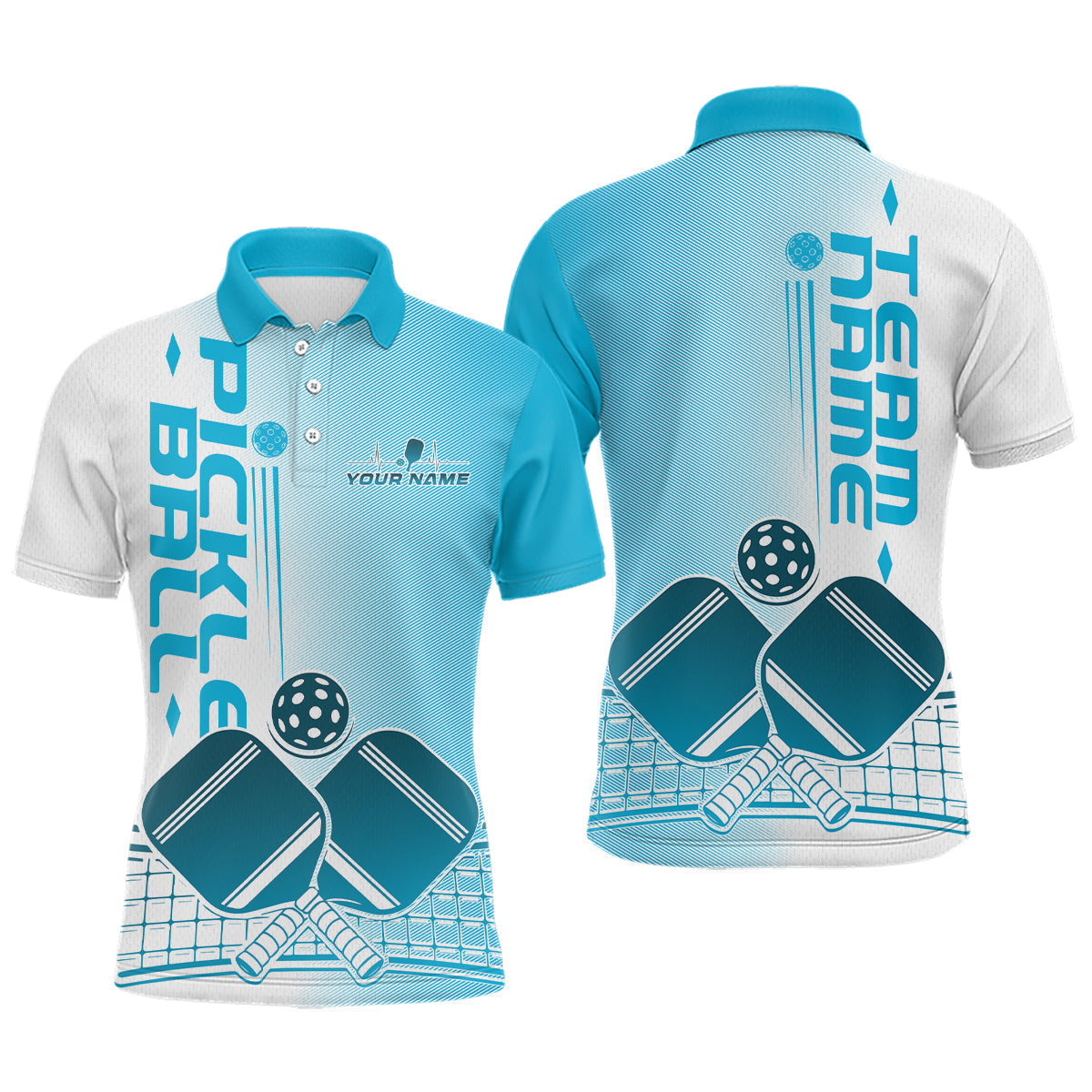 Blisscorners Custom Blue Pickleball Team Polo Shirts For Men, Pickleball League Shirt LM2206