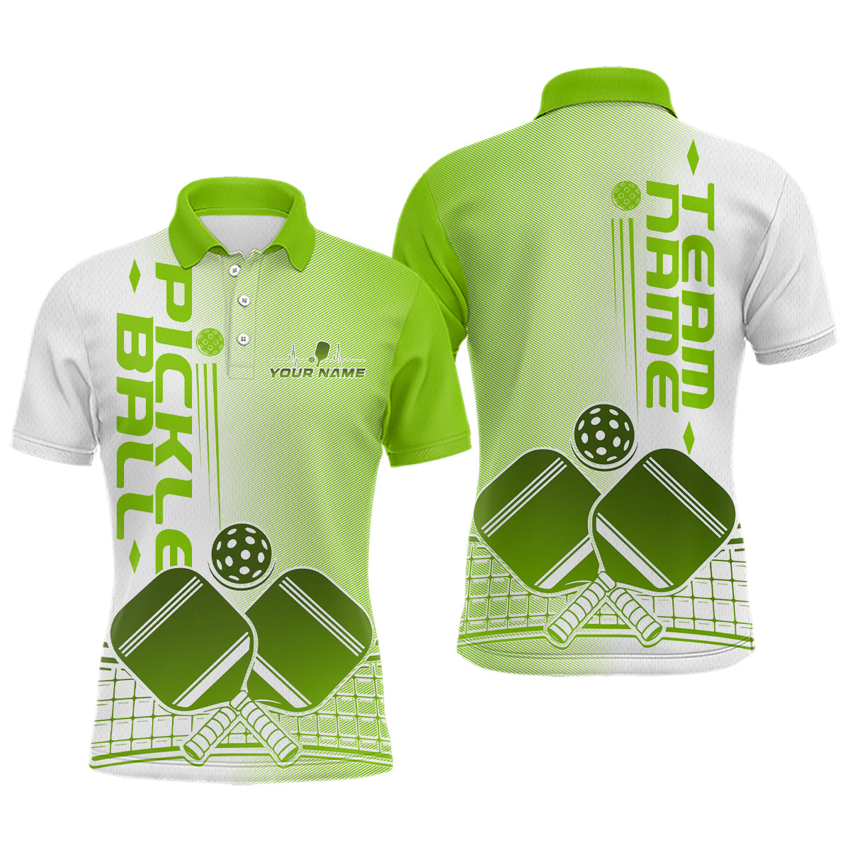 Blisscorners Custom Green Pickleball Team Polo Shirts For Men, Pickleball League Shirt LM2206
