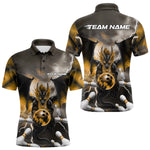 Blisscorners Custom Yellow Thunder Lightning Dragon Bowling Polo Shirts For Men, Team Uniform