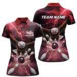 Blisscorners Custom Red Thunder Lightning Eagle Bowling Polo Shirts For Men, Eagle Bowling Jerseys MT2306
