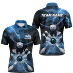 Blisscorners Custom Blue Thunder Lightning Eagle Bowling Polo Shirts For Men, Eagle Bowling Jerseys MT2306
