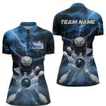 Blisscorners Custom Blue Thunder Lightning Eagle Bowling Polo Shirts For Men, Eagle Bowling Jerseys MT2306
