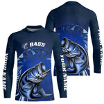 Blisscorners Custom Largemouth Bass Blue Long Sleeve Tournament Fishing Shirts, Bass Fishing Jerseys LM0607