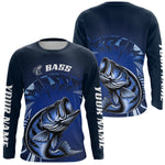 Blisscorners Custom Name Green Camo Bass Fishing Jerseys, Largemouth Bass Long Sleeve Fishing ShirtLM0607