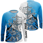 Blisscorners Custom Blue Camo Faith Largemouth Bass Long Sleeve Tournament Fishing Shirts LM0607