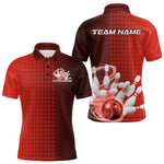Maxxcorners Custom Red Flame Bowling Polo Shirts For Men, Bowling Tournament Team Shirt MT0307