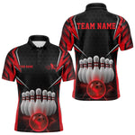 Blisscorners Custom Black And Red Bowling Team Jerseys, Bowler Uniform Bowling Polo Shirts For Men MT1006