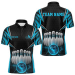 Blisscorners Custom Black And Blue Bowling Team Jerseys, Bowler Uniform Bowling Polo Shirts For Men
