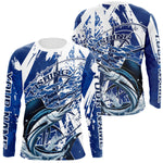 Blisscorners Custom Blue Camo Sailfish Saltwater Fishing Long Sleeve Performance Fishing Shirts LM0607