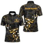 Blisscorners Custom Black And Yellow Camo Bowling Team Polo Shirts For Men, Bowling League Shirt MT2306