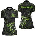 Blisscorners Custom Black And Green Camo Bowling Team Polo Shirts For Men, Bowling League Shirt MT2306