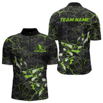 Blisscorners Custom Black And Green Camo Bowling Team Polo Shirts For Men, Bowling League Shirt MT2306