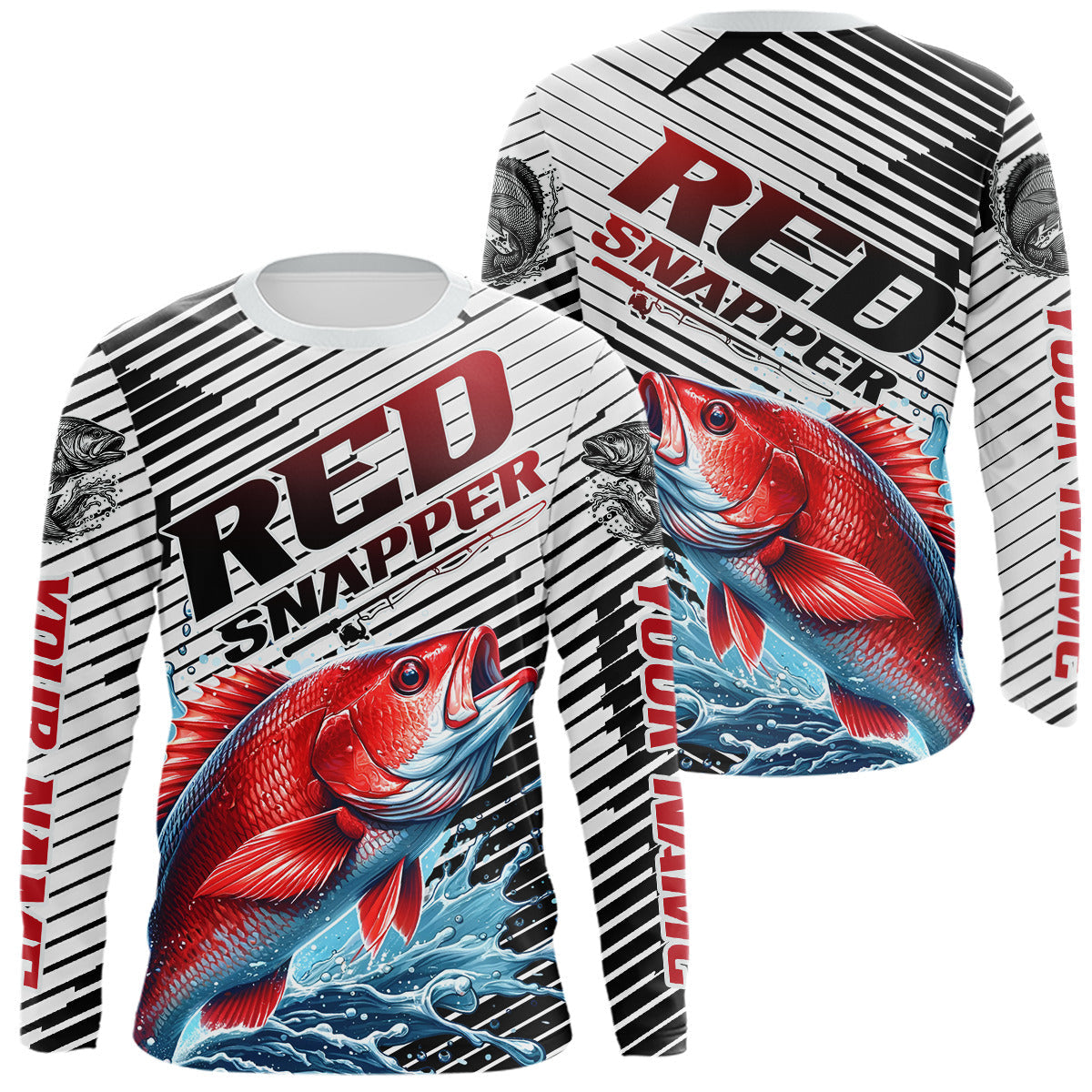 Blisscorners Custom Red Snapper Fishing Jerseys, Red Snapper Long Sleeve Performance Fishing Shirt LM0607