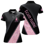 Blisscorners Black and Pink Ribbon Breast cancer Bowling Polo, 1/4 Zip Shirt for Men Custom Bowling Team Jersey