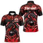 Blisscorners Black and Red Flame Dragon bowling shirts for Men Custom Bowling Team Jersey, gift for Bowler MT1007
