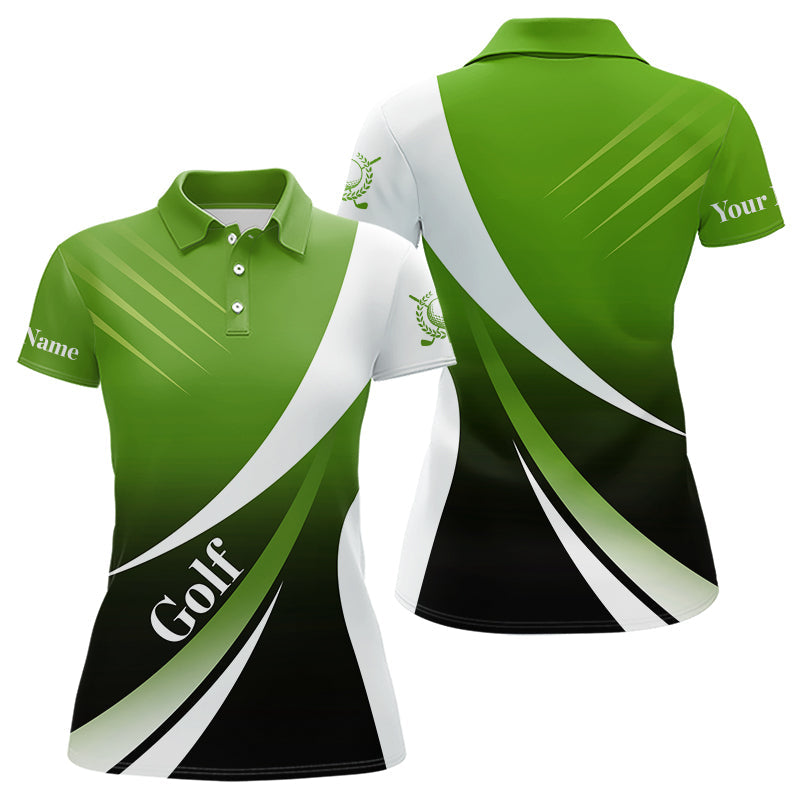 Blisscorners Mens golf polo shirts custom name green and white golf shirt, tournament golf tops for mens LM1307