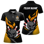 Blisscorners Custom Black and Yellow Flame Skull Bowling shirts for Men, bowling team league jerseys with Name LM1307