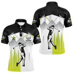 Blisscorners Black and White Men golf polo shirts Custom Golf top for men, personalized golf gifts | Green LM2206