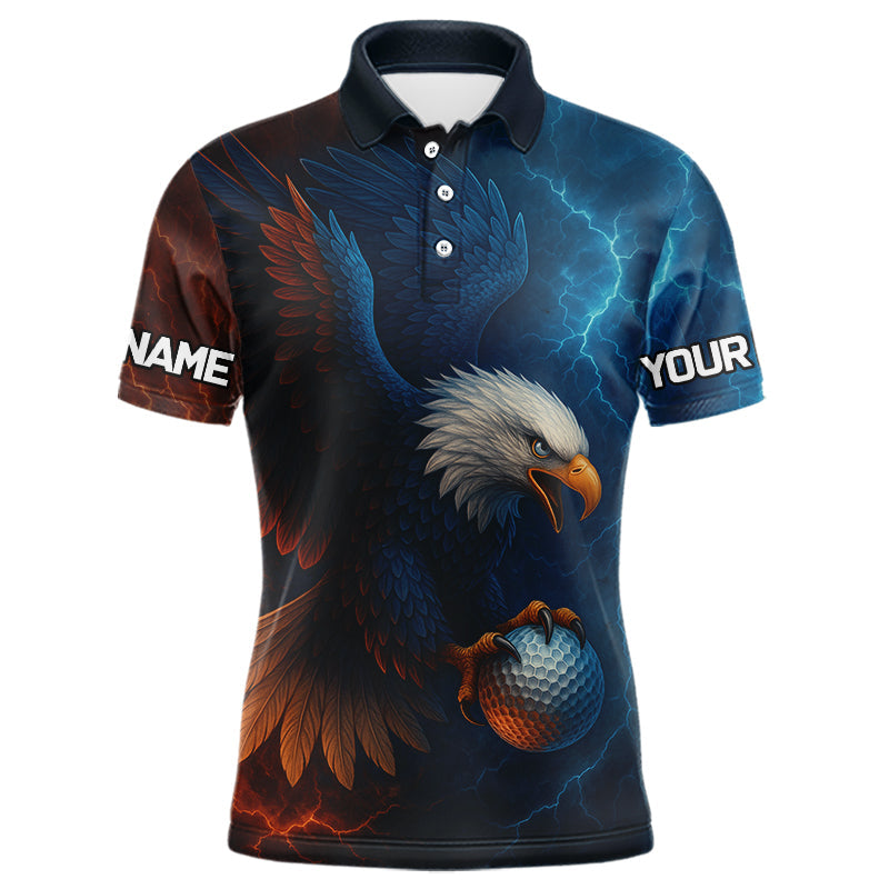Blisscorners Red Blue Lightning Eagle Mens golf polo shirts custom Eagle golf attire LM1506