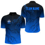 Blisscorners Black and Blue gradient Lightning thunder storm Bowling shirts for Men Custom Bowling Team Jerseys MT2306