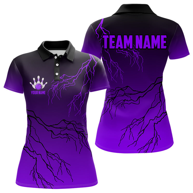 Blisscorners Black and Purple gradient Lightning thunder storm Bowling shirts for Men Custom Bowling Team Jerseys MT2306