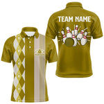Blisscorners Retro Yellow argyle pattern Bowling shirts For Men custom bowling team jerseys Bowler Outfits MT707