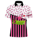 Blisscorners Pink ribbon pattern flamingo Men golf polo shirts Custom breast cancer awareness golf outfit for men LM3006