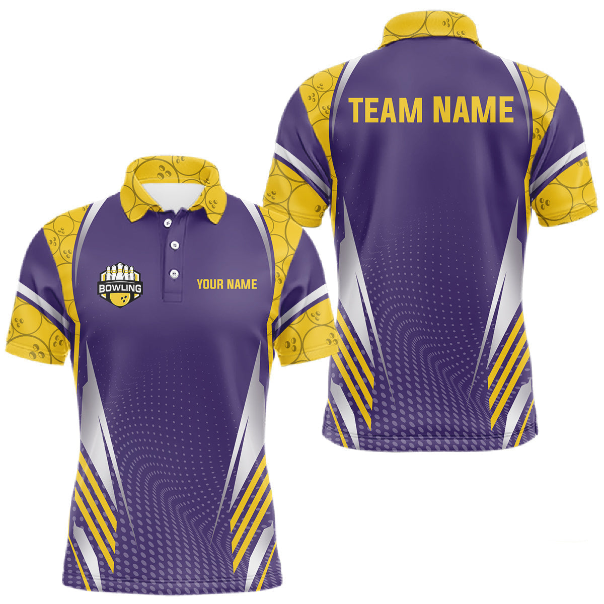 Blisscorners Purple And Yellow Custom bowling shirts for men, Personalized bowling outfit men team bowling jersey LM1501