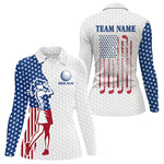 Blisscorners Red, White and Blue American Flag Golf polo shirts For Men Custom patriotic mens golf top