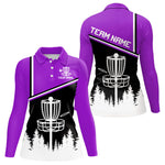 Blisscorners Black, White and Purple Disc Golf basket Mens Disc golf polo shirts Custom team disc golf jerseys