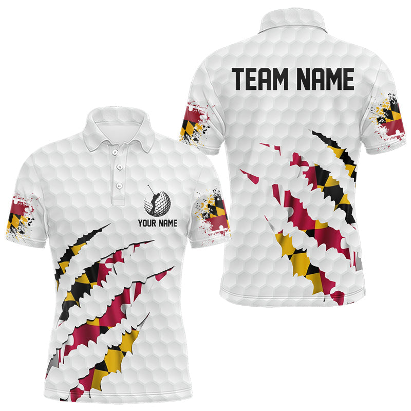 Blisscorners Personalized Maryland Flag Men golf polo shirts, Custom Patriotic Golf Team Shirts For men LM3006